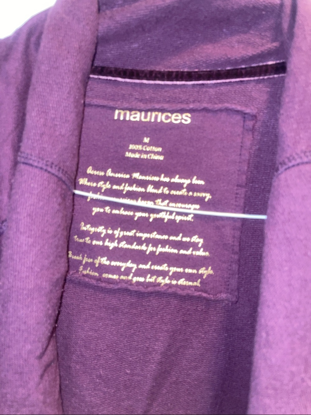 Maurices Plum Open-Front Cardigan